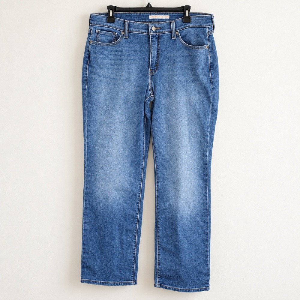 Levis 414 Classic Straight Jeans Womens 16W Medium Wash Denim Stretch Mid Rise